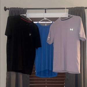 (2) Spider and (1) Under Armour Men's Black, Blue, and Purple Shirts